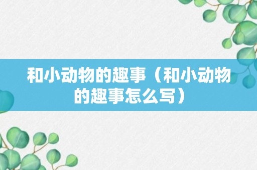 和小动物的趣事（和小动物的趣事怎么写）