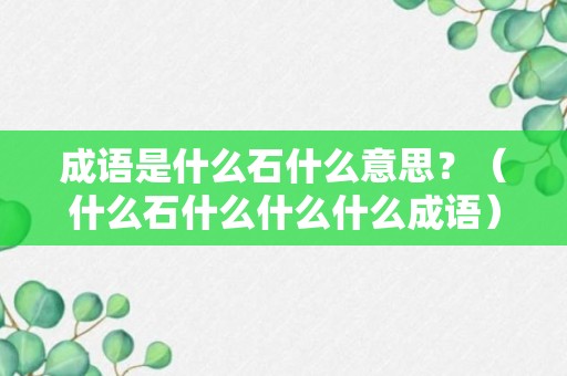 成语是什么石什么意思？（什么石什么什么什么成语）