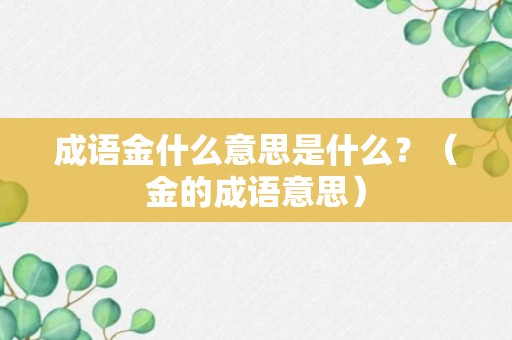 成语金什么意思是什么？（金的成语意思）