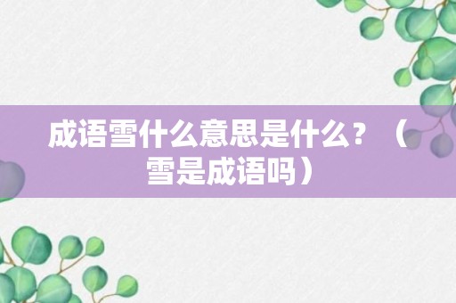 成语雪什么意思是什么？（雪是成语吗）