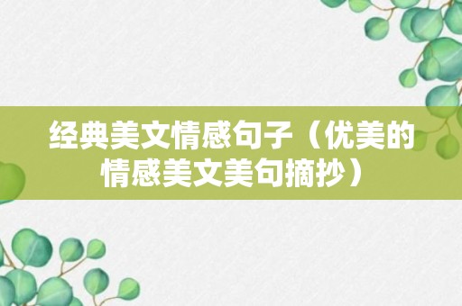 经典美文情感句子（优美的情感美文美句摘抄）