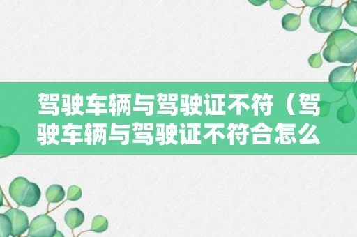 驾驶车辆与驾驶证不符（驾驶车辆与驾驶证不符合怎么处理）