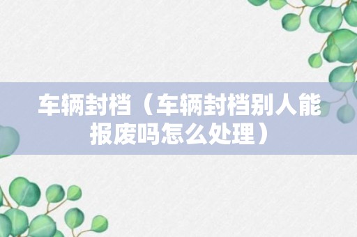 车辆封档（车辆封档别人能报废吗怎么处理）