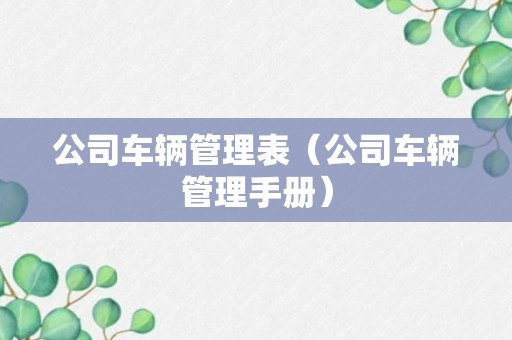 公司车辆管理表（公司车辆管理手册）