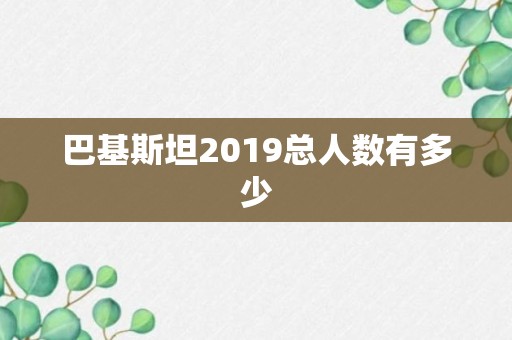 巴基斯坦2019总人数有多少