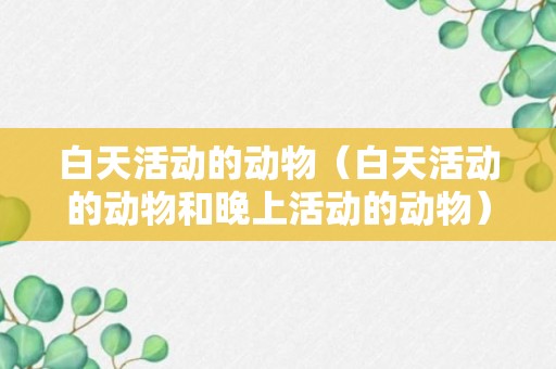 白天活动的动物（白天活动的动物和晚上活动的动物）