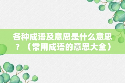 各种成语及意思是什么意思？（常用成语的意思大全）