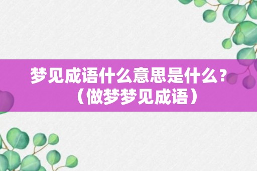 梦见成语什么意思是什么？（做梦梦见成语）