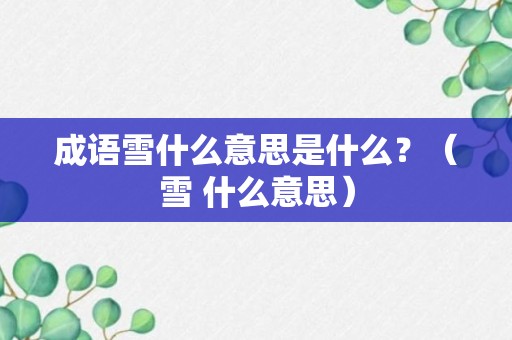 成语雪什么意思是什么？（雪 什么意思）