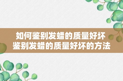 如何鉴别发蜡的质量好坏 鉴别发蜡的质量好坏的方法