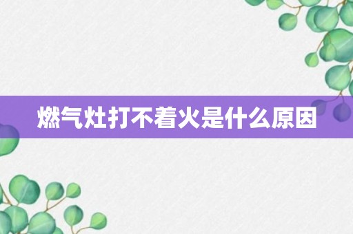 燃气灶打不着火是什么原因