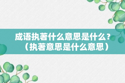 成语执著什么意思是什么？（执著意思是什么意思）