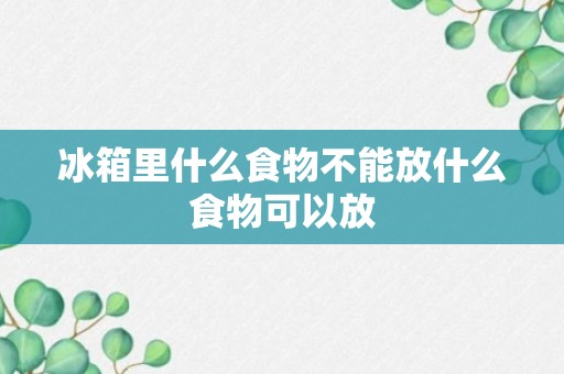 冰箱里什么食物不能放什么食物可以放