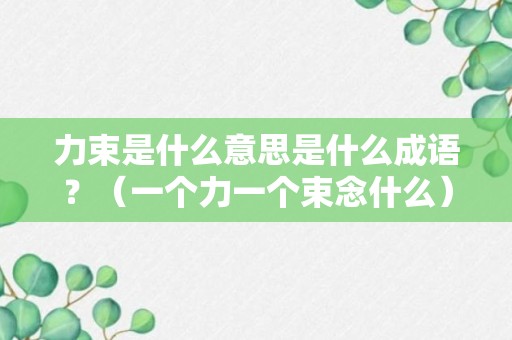 力束是什么意思是什么成语？（一个力一个束念什么）