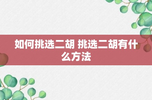 如何挑选二胡 挑选二胡有什么方法