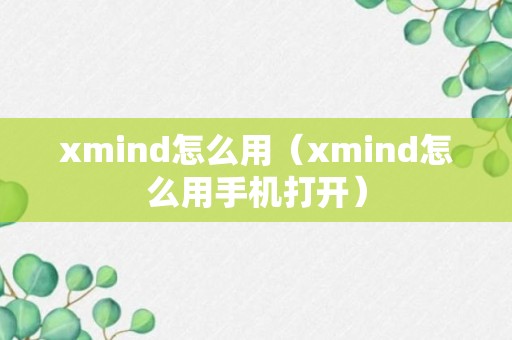 xmind怎么用（xmind怎么用手机打开）