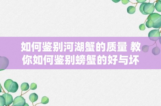 如何鉴别河湖蟹的质量 教你如何鉴别螃蟹的好与坏