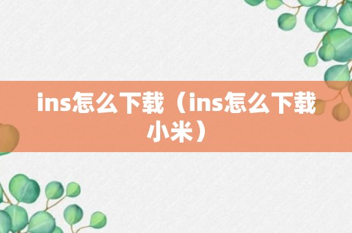 ins怎么下载（ins怎么下载小米）