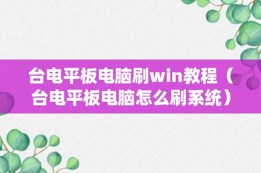 台电平板电脑刷win教程（台电平板电脑怎么刷系统）