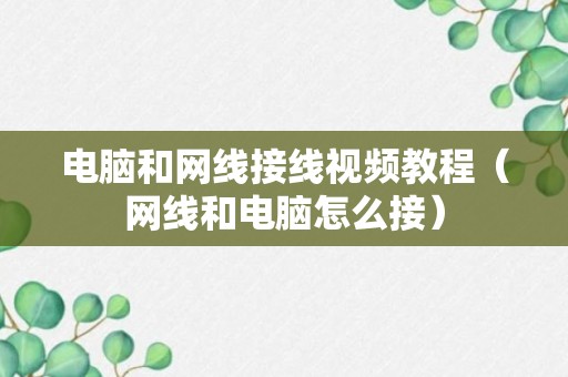 电脑和网线接线视频教程（网线和电脑怎么接）