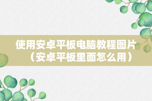 使用安卓平板电脑教程图片（安卓平板里面怎么用）