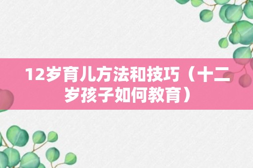 12岁育儿方法和技巧（十二岁孩子如何教育）