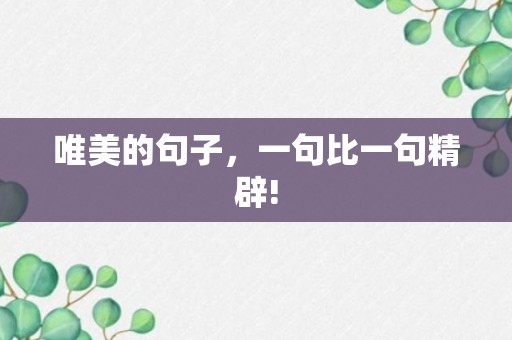 唯美的句子，一句比一句精辟!