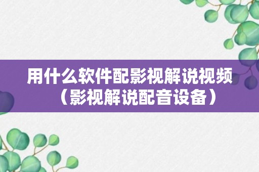 用什么软件配影视解说视频（影视解说配音设备）