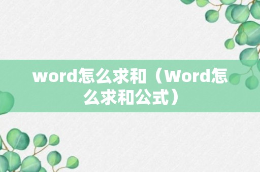 word怎么求和（Word怎么求和公式）