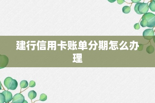 建行信用卡账单分期怎么办理