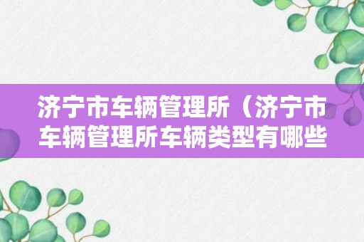 济宁市车辆管理所（济宁市车辆管理所车辆类型有哪些）