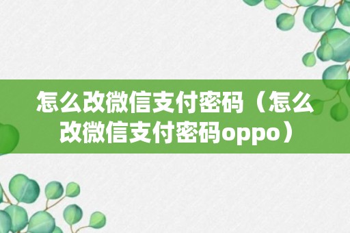 怎么改微信支付密码（怎么改微信支付密码oppo）