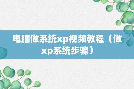 电脑做系统xp视频教程（做xp系统步骤）