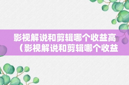 影视解说和剪辑哪个收益高（影视解说和剪辑哪个收益高些）