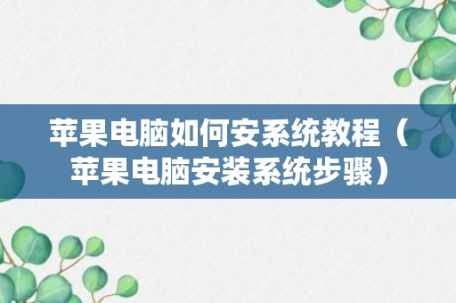 苹果电脑如何安系统教程（苹果电脑安装系统步骤）