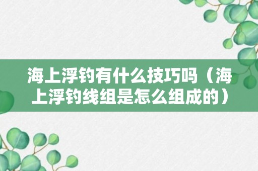 海上浮钓有什么技巧吗（海上浮钓线组是怎么组成的）