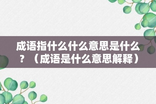 成语指什么什么意思是什么？（成语是什么意思解释）