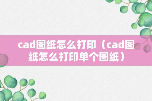 cad图纸怎么打印（cad图纸怎么打印单个图纸）