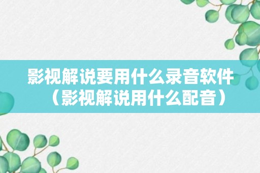 影视解说要用什么录音软件（影视解说用什么配音）