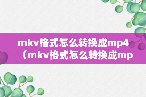 mkv格式怎么转换成mp4（mkv格式怎么转换成mp4大视频）