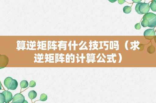 算逆矩阵有什么技巧吗（求逆矩阵的计算公式）