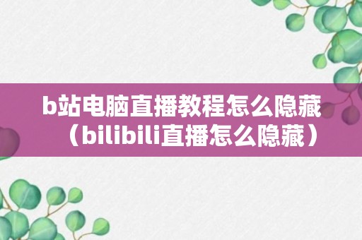 b站电脑直播教程怎么隐藏（bilibili直播怎么隐藏）