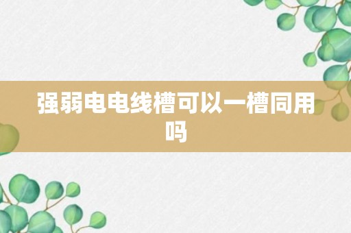 强弱电电线槽可以一槽同用吗