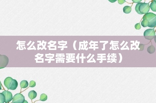 怎么改名字（成年了怎么改名字需要什么手续）