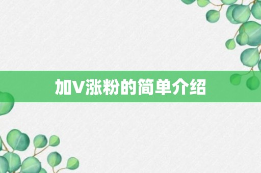 加V涨粉的简单介绍