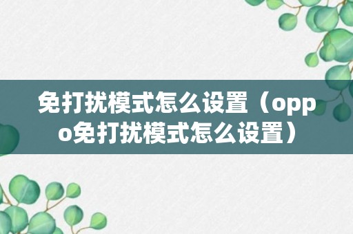 免打扰模式怎么设置（oppo免打扰模式怎么设置）