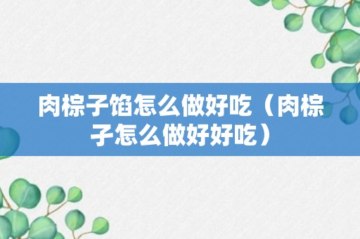 肉棕子馅怎么做好吃（肉棕孑怎么做好好吃）