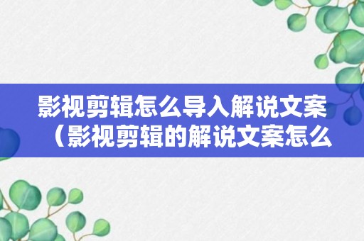 影视剪辑怎么导入解说文案（影视剪辑的解说文案怎么找）