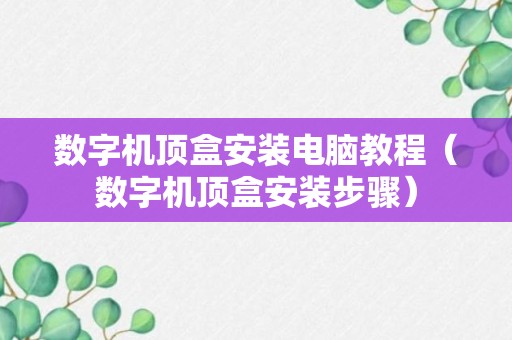 数字机顶盒安装电脑教程（数字机顶盒安装步骤）