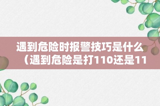 遇到危险时报警技巧是什么（遇到危险是打110还是119）